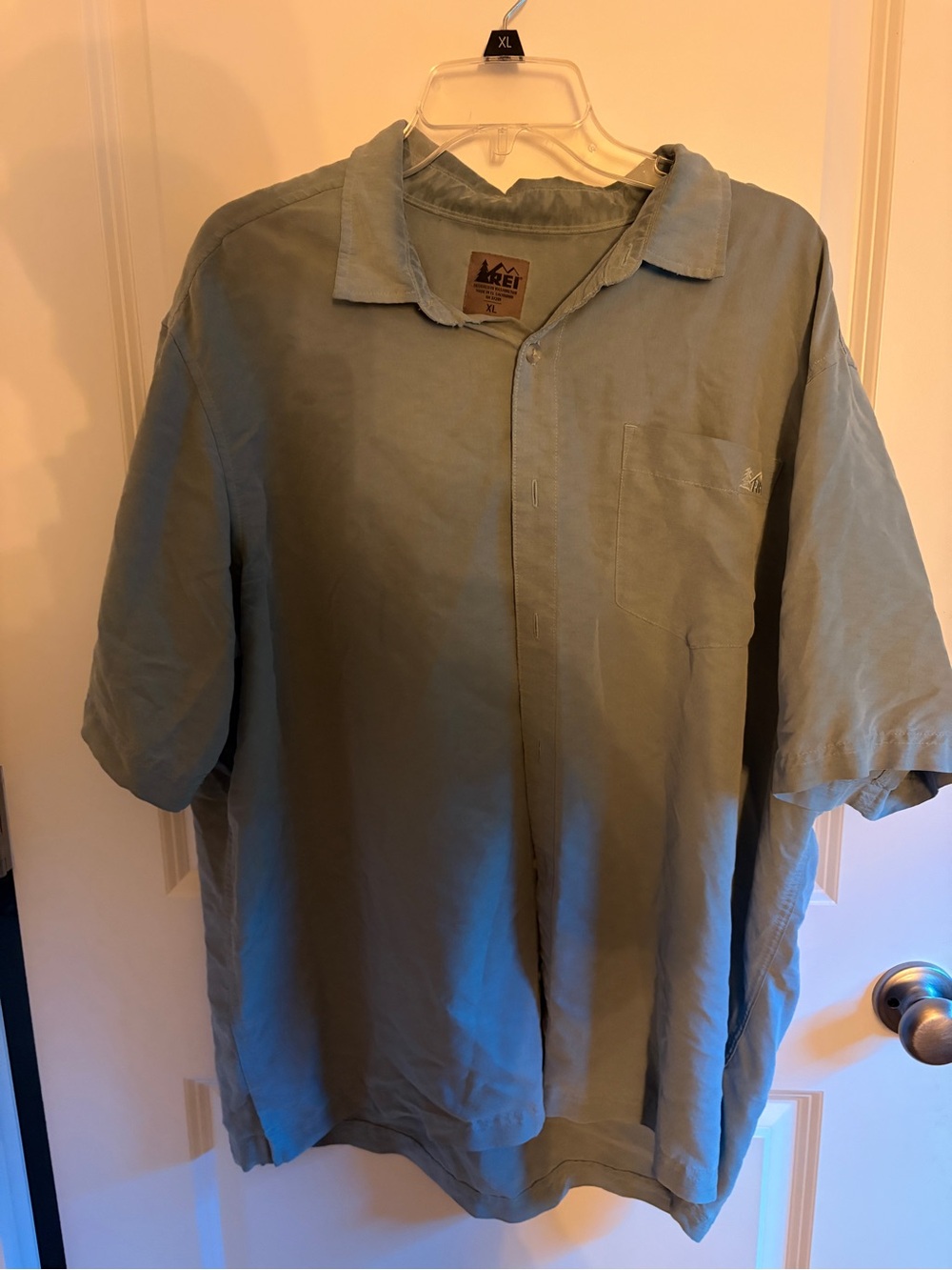 REI Men's Button-Down Short Sleeve Shirt in Dusty Sage